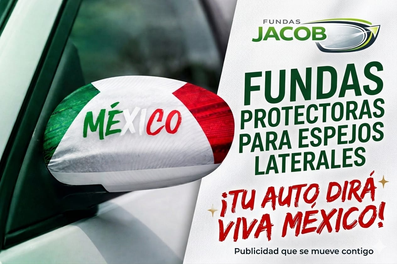 Funda promocional para espejo lateral de auto con diseño México personalizada — Fundas Jacob